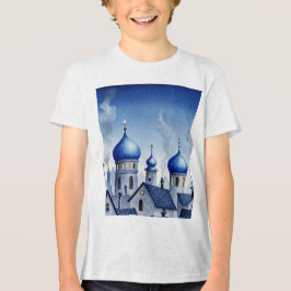 Blå och grå stadsbild t shirt