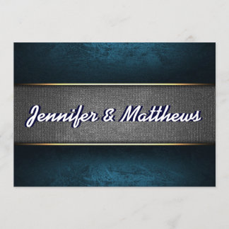 Blå och grå-vit elegant bröllopsinbjudan inbjudningar