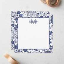 Blå och Grått Blommigt Monogram