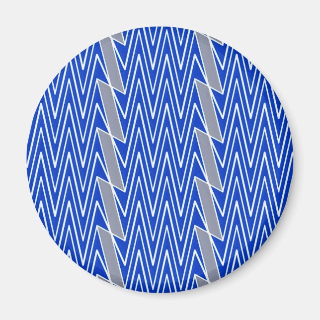 Blå- och grått-chevron-design magnet (Framsidan)