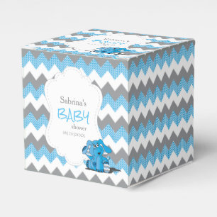 Blå och Grått Chevron Elephant Baby Shower Presentaskar