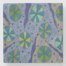 Blå och Grått Cosmic-Abstrakt  Stenunderlägg