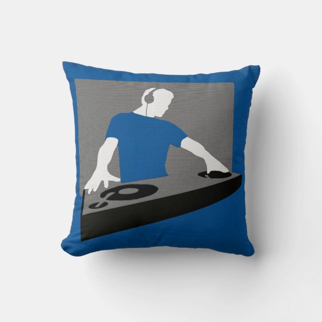 Blå och Grått DJ Pillow Kudde (Framsida)