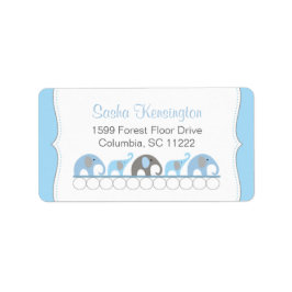 Blå och Grått Elephants Pojke Shower Adressetikett