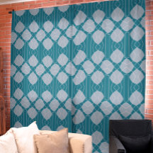 Blå och Grått Geometric Mönster Curtain