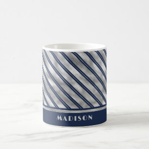 Blå och Grått Glossy Rand Kaffemugg