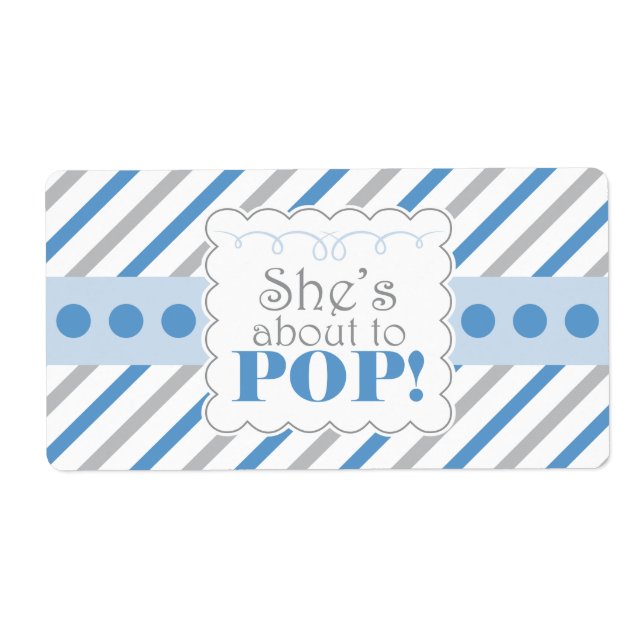 Blå och Grått Hon är på väg till POP-Vattenflaska- Fraktsedel (Framsidan)