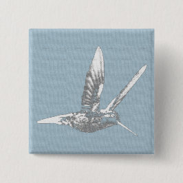 Blå och Grått Hummingbird Knapp