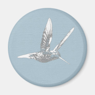 Blå och Grått Hummingbird Magnet
