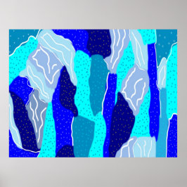 Blå och Grått Ice Poster