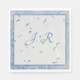 Blå och Grått Marble Monogram Napkins Pappersservett