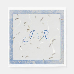 Blå och Grått Marble Monogram Napkins Pappersservett