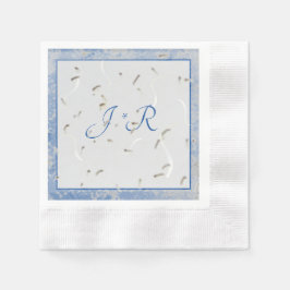 Blå och Grått Marble Monogram Napkins Pappersservett