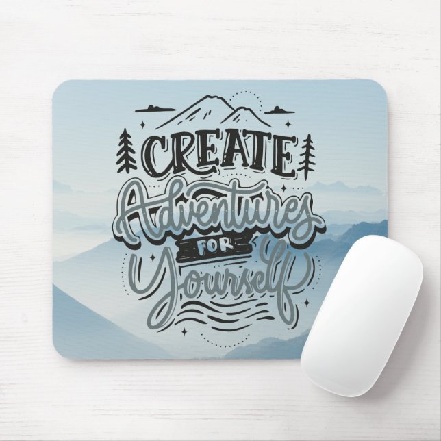 Blå och Grått Modern Äventyr Musmatta (Med mus)