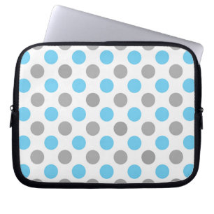 Blå och grått polka dots mönster laptop fodral