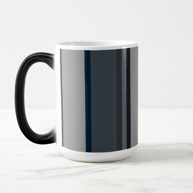 Blå och grått rand magisk mugg (Vänster)