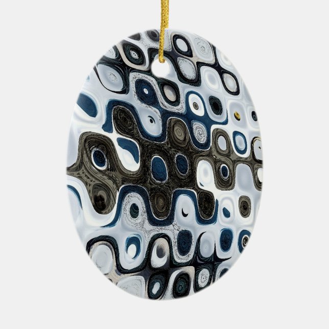 Blå och Grått Ripples Ornament (Framsidan)