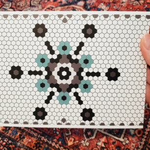 Blå och Grått Snöflake Tile Blank Helgdag Kort