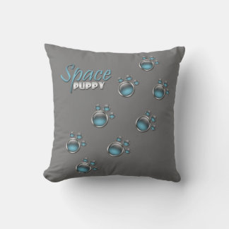 Blå och Grått "Space Puppy" Tass avtryck Pillow Kudde