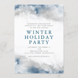 Blå och Grått Watercolor Winter Julfest Inbjudningar