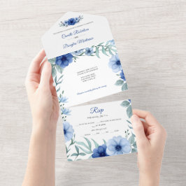 Blå och Grön Anemon Blomma |