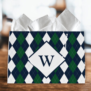Blå och grön Argyle-monogram