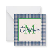 Blå och grön Gingham Plaid Tartan Monogram