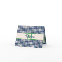 Blå och grön Gingham Plaid Tartan Monogram