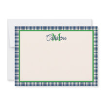 Blå och grön Gingham-rutig Tartan-monogram