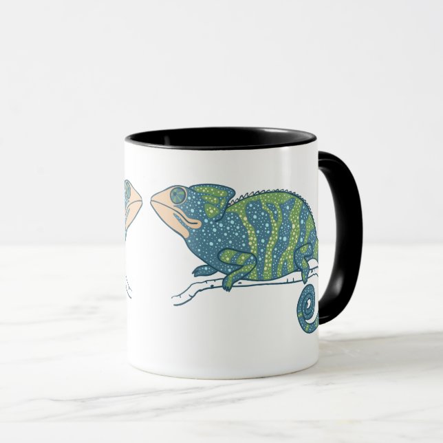 Blå och grön kameleont  mugg (Framsida höger)
