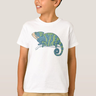 Blå och grön kameleont t shirt