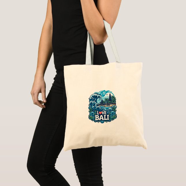 Blå och grön kärlek Bali-totebag Tygkasse (Framsida (produkt))