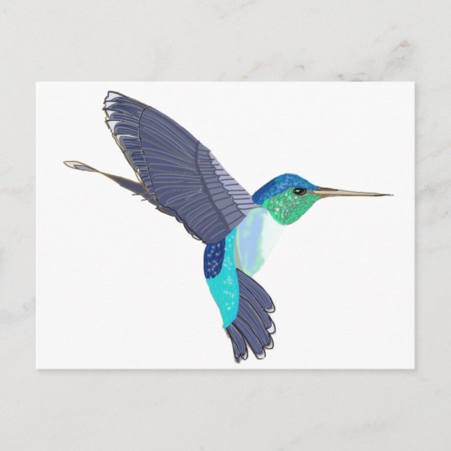 Blå och grön kolibri vykort (Framsida)