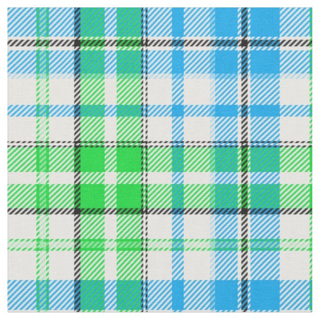 Blå och grön Plaid Tartan Vit  Tyg (Närbild)