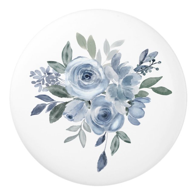 Blå och gröna blommor möbler  knopp (Framsidan)