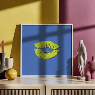 Blå och gröna kyssande läppar poster