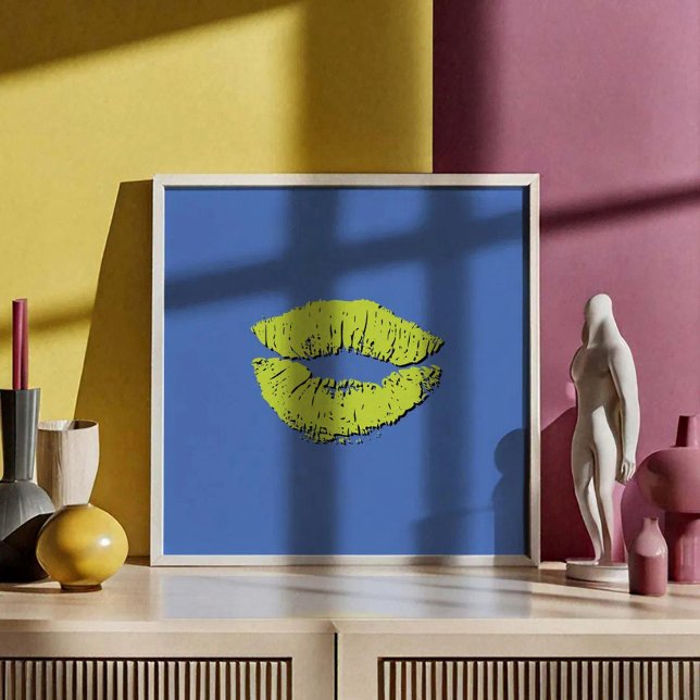Blå och gröna kyssande läppar poster (Skapare uppladdad)
