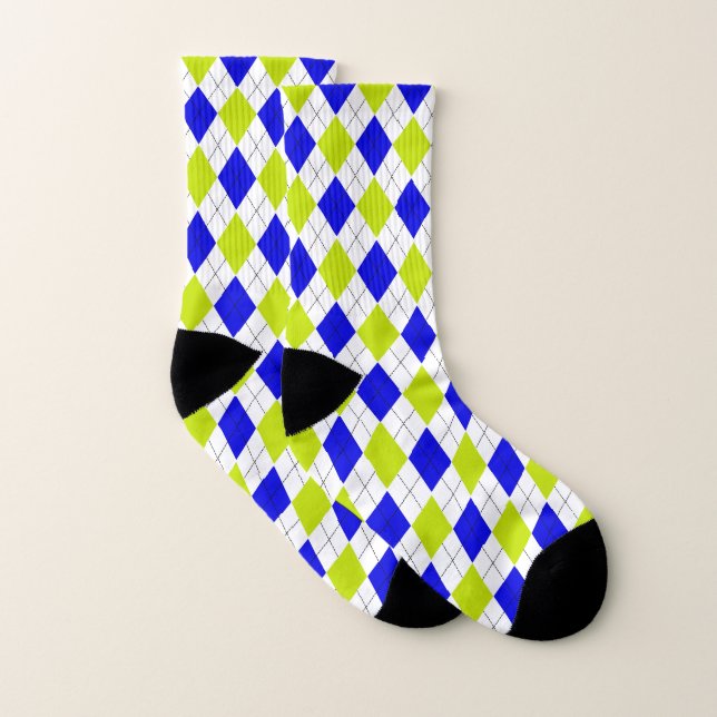 Blå och Grönt Argyle Mönster Socks Strumpor (Par)