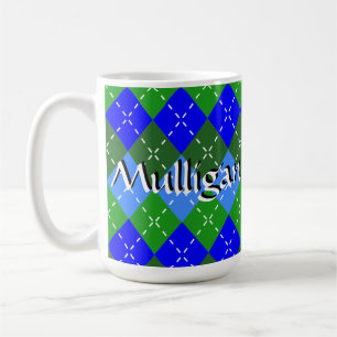 Blå och Grönt Argyle Vit Stitching Personlig Kaffemugg