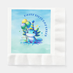 Blå och Grönt Axolotl Boy's Födelsedagsfest Pappersservett