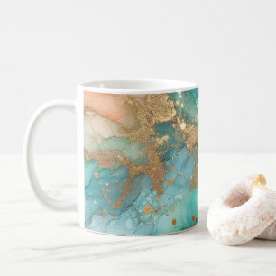 Blå och grönt bläck kaffemugg