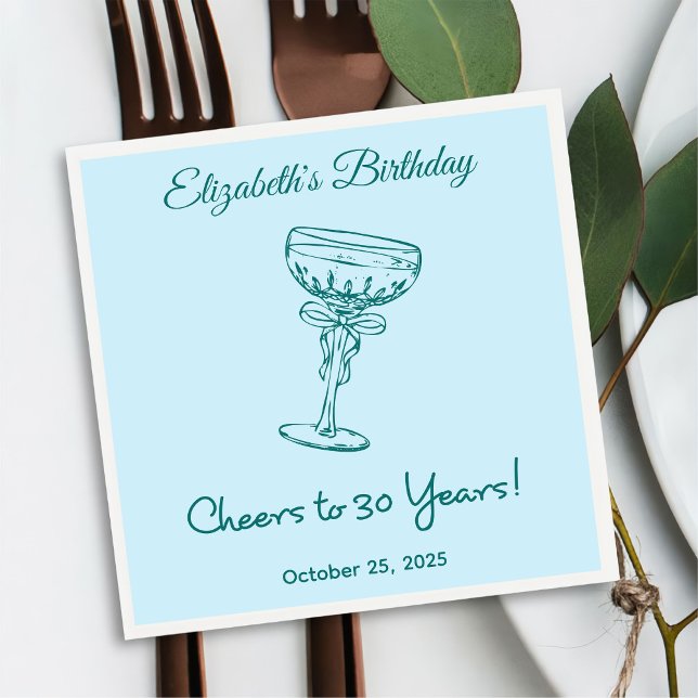Blå och Grönt Cheers till 30 års födelsedyckor Pappersservett (Skapare uppladdad)