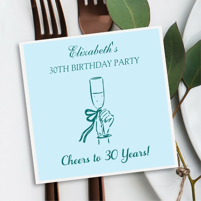 Blå och Grönt Cheers till 30 års födelsedyckor Pappersservett (Skapare uppladdad)
