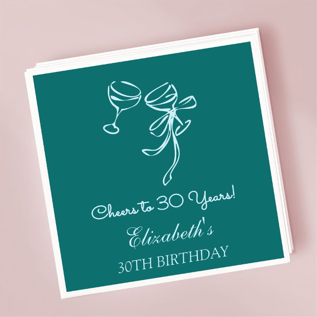 Blå och Grönt Cheers till 30 års födelsedyckor Pappersservett (Skapare uppladdad)