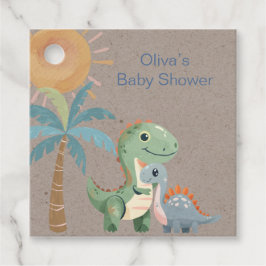 Blå och Grönt Dinosaur Boy Shower Tack Gåvor Etiketter