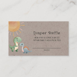 Blå och Grönt Dinosaurs Boy Diaper Raffle Visitkort