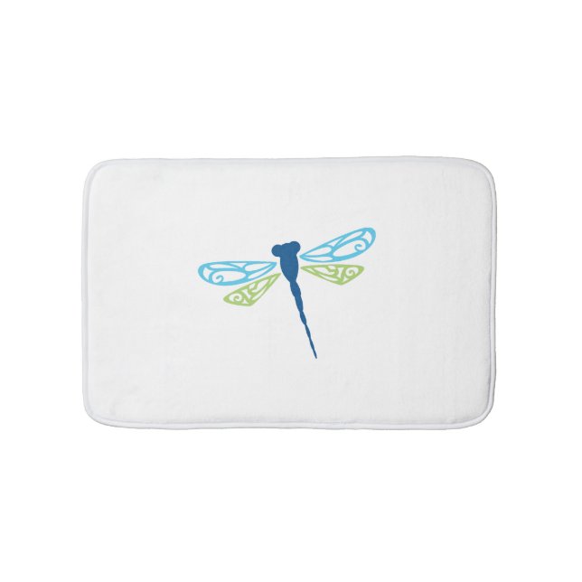 Blå och Grönt Dragonfly Badrumsmatta (Framsidan)