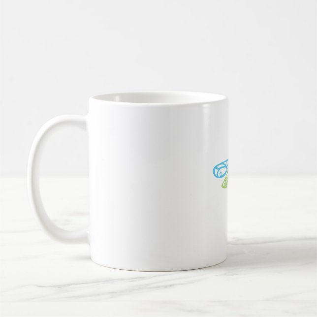 Blå och Grönt Dragonfly Kaffemugg (Vänster)