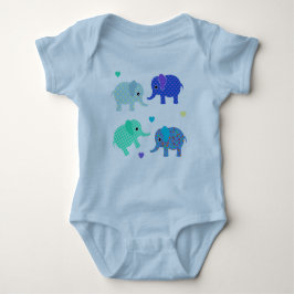 Blå och Grönt Elephants Baby Bodykostym Tee