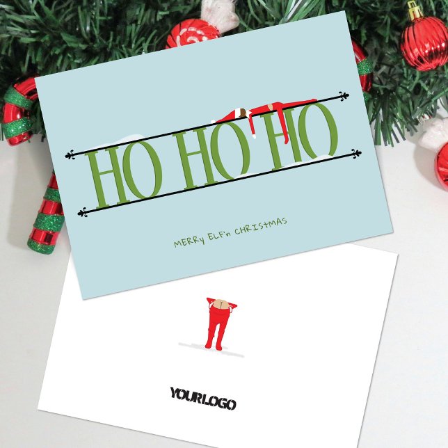 Blå och Grönt Elf Shenanigans Corporate-jul Julkort (Skapare uppladdad)